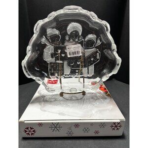 Mikasa Carolers Sweet Dish 8.25" Glass Holiday Bowl Frosted Detail Vintage 90s